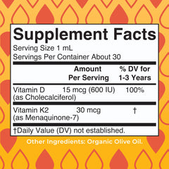 Toddler Vitamin D3+K2 Liquid Drops